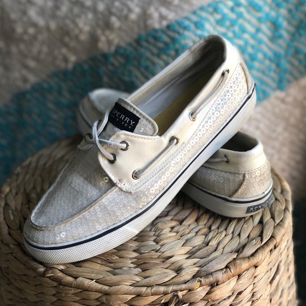 Sperry Topsiders: Beige & Sequin (Womens 8.5)